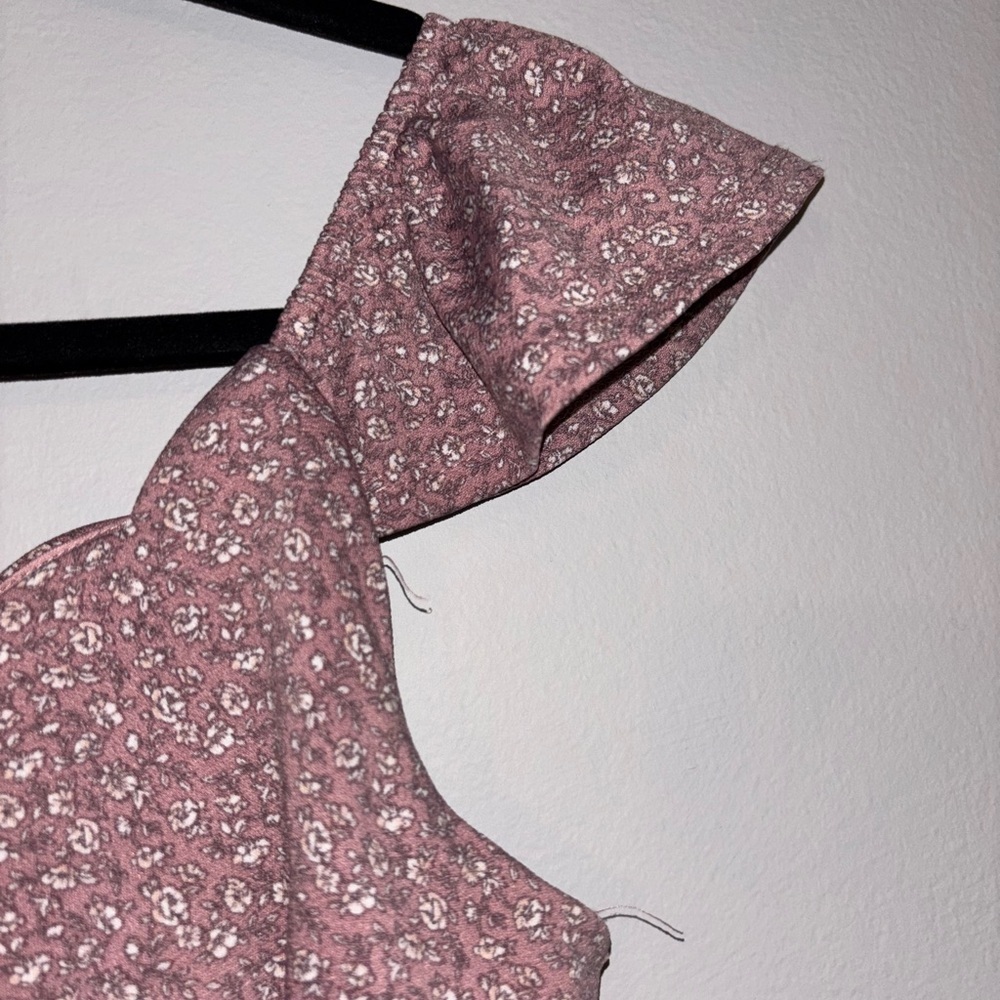 Monteau Scalloped Neckline Pink Floral Mini Dress - Picture 3 of 5